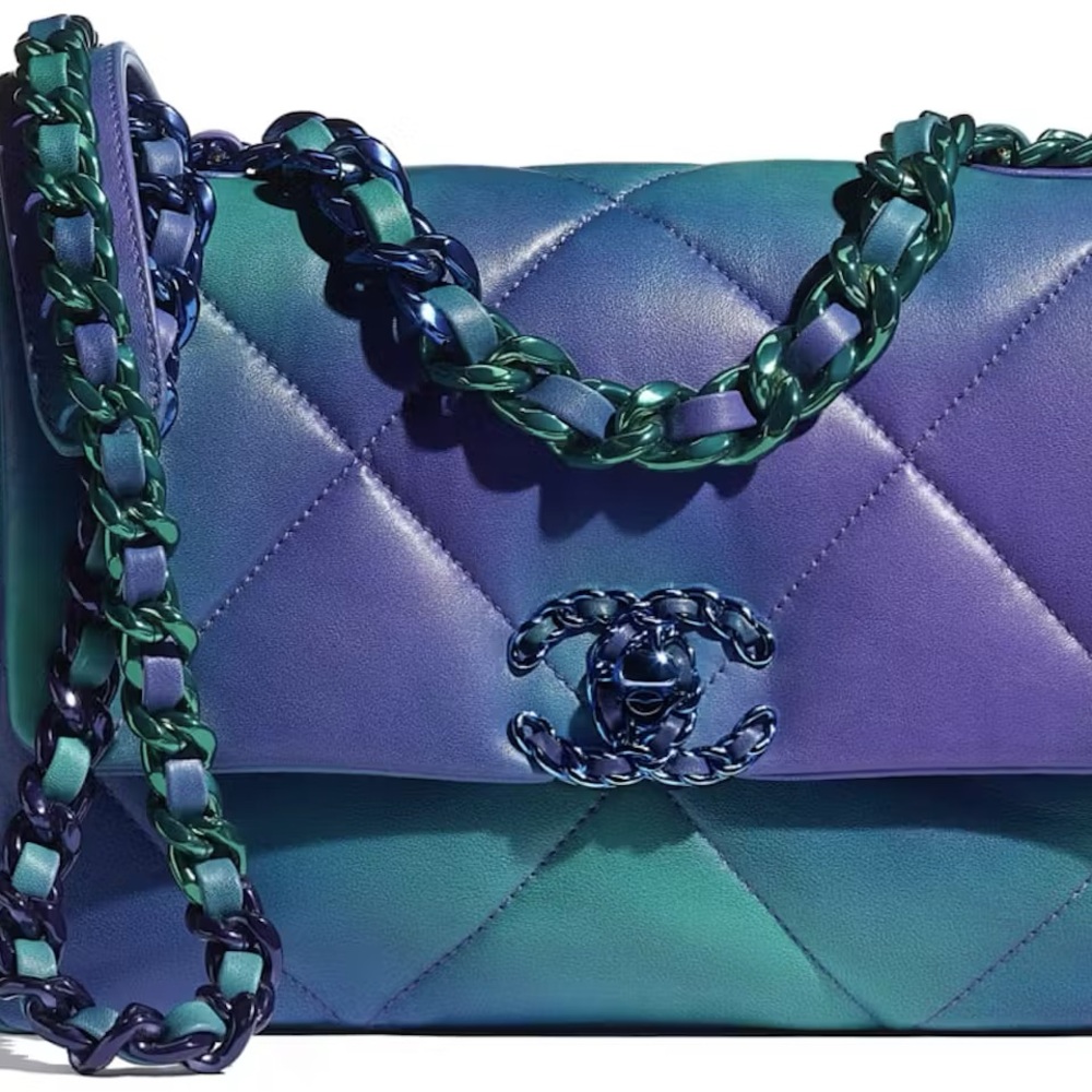 Chanel 19 Medium Quilted Calfskin Leather Bag blue/purple